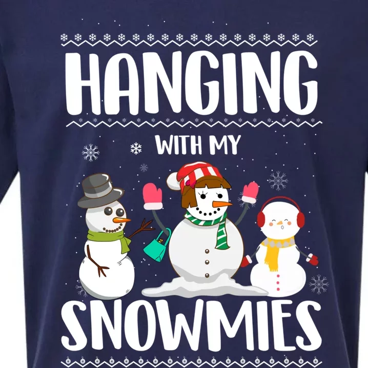 Hanging With My Snowmies Gift Sueded Cloud Jersey T-Shirt