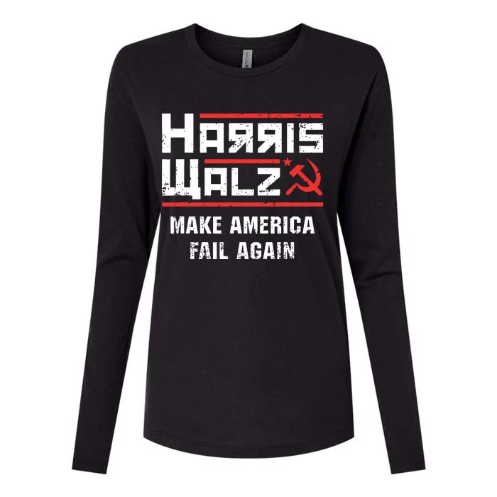 Harris Walz Make America Fail Again Anti Kamala Socialist Womens Cotton Relaxed Long Sleeve T-Shirt