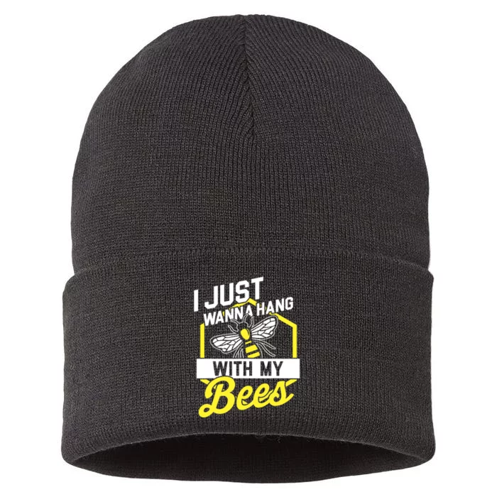 Hang With My Bees Beekeeper & Beekeeping Gift Sustainable Knit Beanie