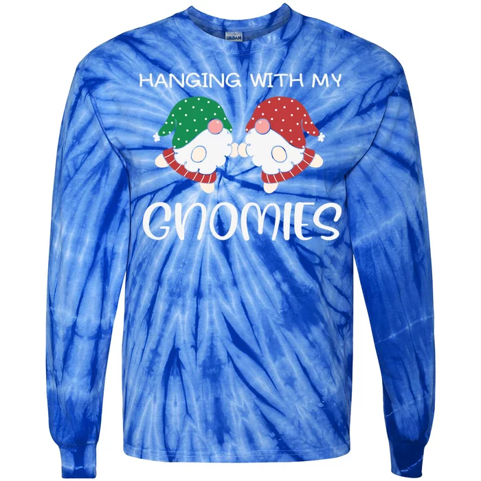 Hanging With My Gnomies Gnomes Christmas Family Pajamas Tie-Dye Long Sleeve Shirt