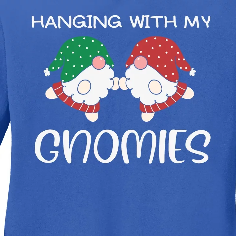 Hanging With My Gnomies Gnomes Christmas Family Pajamas Ladies Long Sleeve Shirt