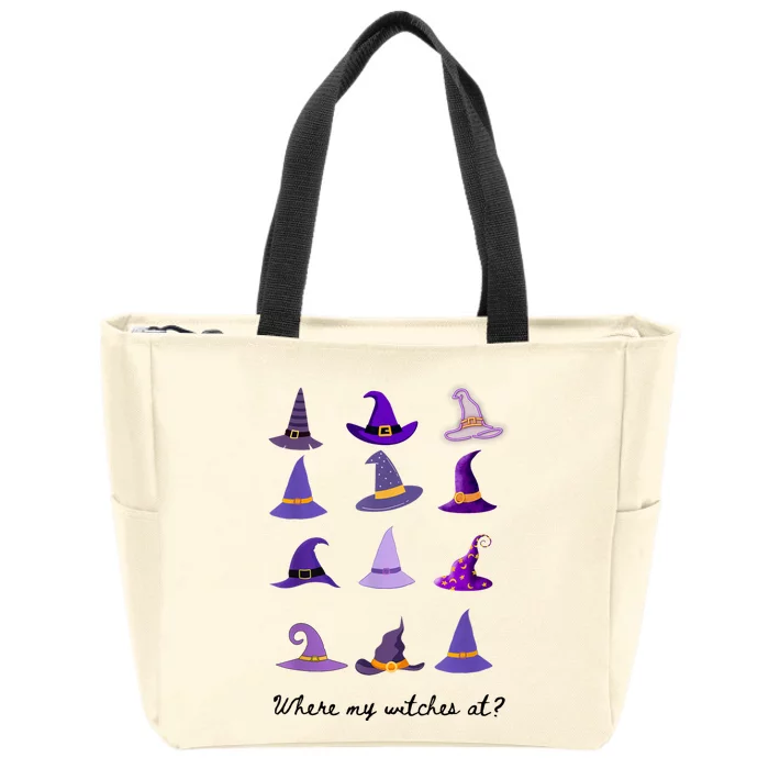 Halloween Where My Witches At? Zip Tote Bag