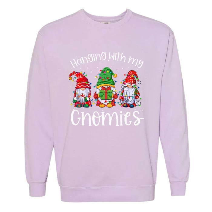 Hanging With My Gnomies Matching Family Christmas Pjs Gnome Garment-Dyed Sweatshirt