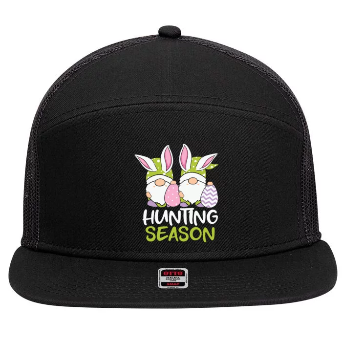 Hunting Season Easter gnome Couple Easter Day 7 Panel Mesh Trucker Snapback Hat