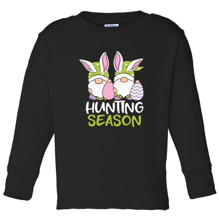 Hunting Season Easter gnome Couple Easter Day Toddler Long Sleeve Shirt