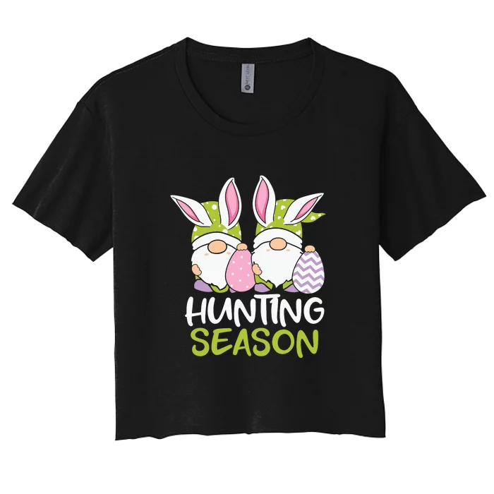 Hunting Season Easter gnome Couple Easter Day Women's Crop Top Tee