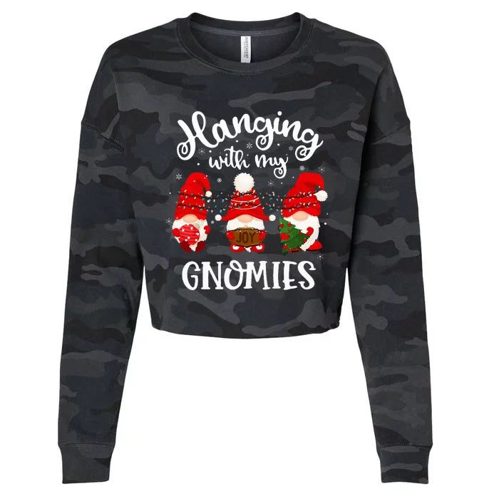 Hanging With My Gnomies Funny Gnome Friend Christmas Cropped Pullover Crew