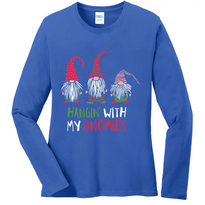 Hangin With My Gnomies Funny Christmas Matching Top Gift Ladies Long Sleeve Shirt