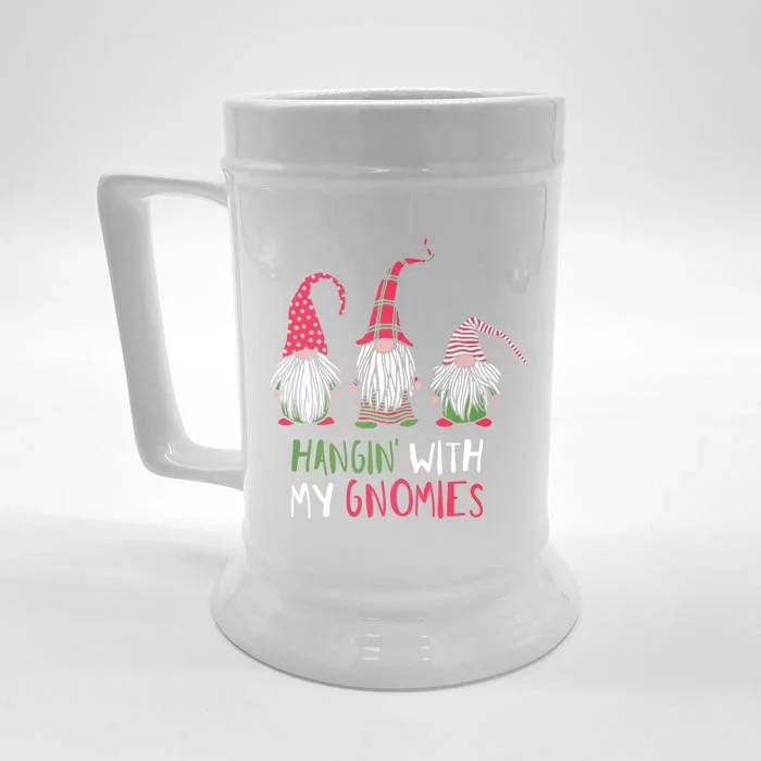 Hangin With My Gnomies Funny Christmas Matching Top Gift Front & Back Beer Stein