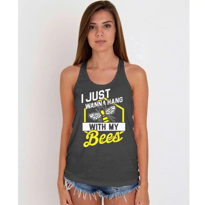 Hang With My Bees Beekeeper & Beekeeping Gift Women's Knotted Racerback Tank