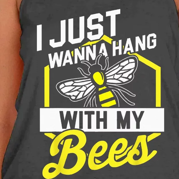 Hang With My Bees Beekeeper & Beekeeping Gift Women's Knotted Racerback Tank