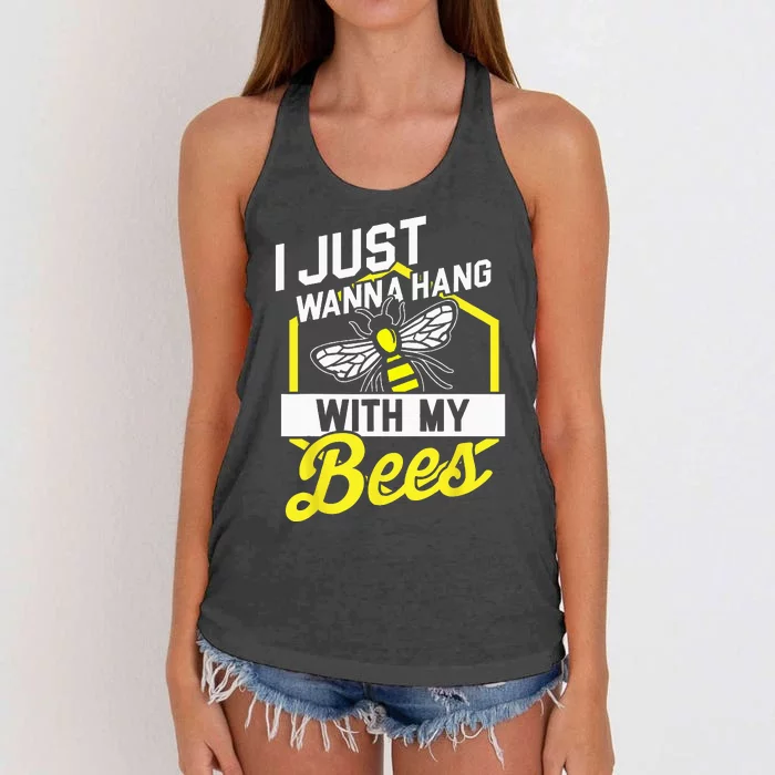 Hang With My Bees Beekeeper & Beekeeping Gift Women's Knotted Racerback Tank