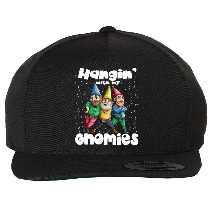 Hanging With My Gnomies Gnome Ugly Christmas Lefse Xmas Gift Wool Snapback Cap