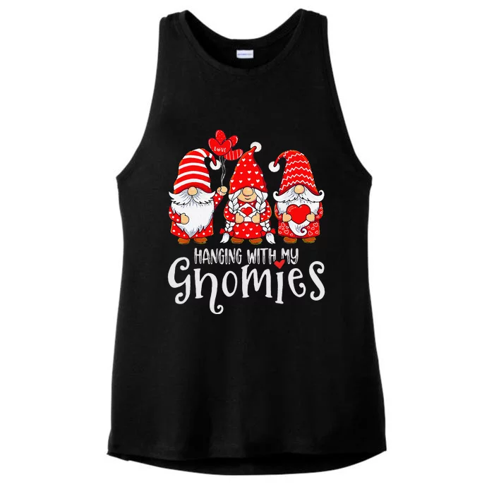 Hanging With My Gnomies Happy Valentines Day Cute Gnomes Day Ladies Tri-Blend Wicking Tank