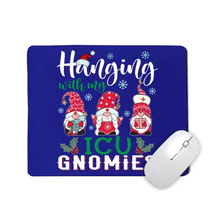 Hanging With My Icu Gnomies Nurse Christmas Santa Hat Gift Mousepad