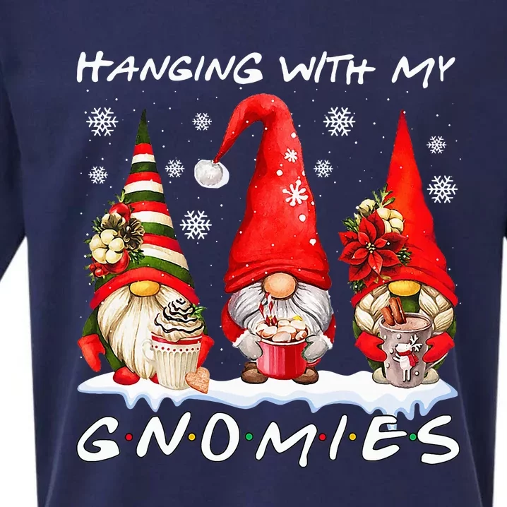 Hanging With My Gnomies Funny Gnome Friend Christmas Pajamas Sueded Cloud Jersey T-Shirt