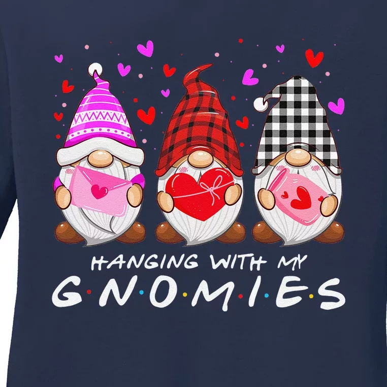 Hanging With My Gnomies Happy Valentines Day Cute Gnomes Love Cute Ladies Long Sleeve Shirt