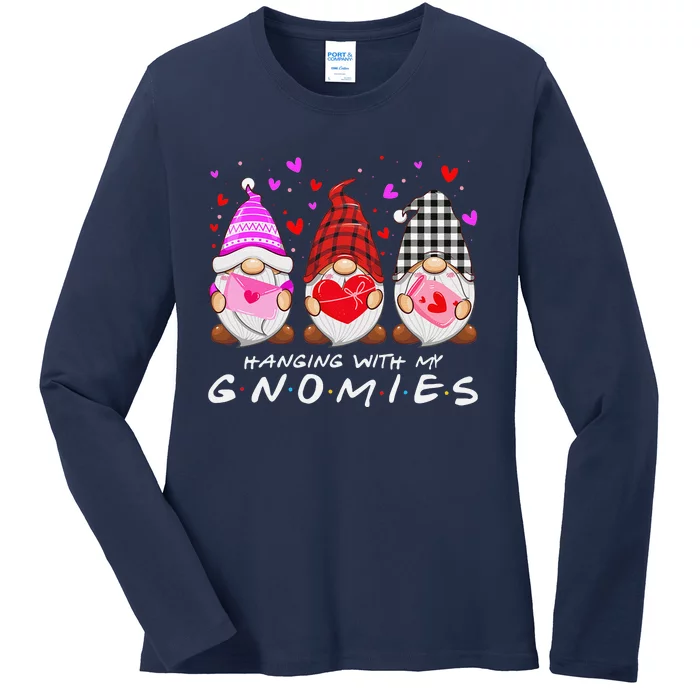 Hanging With My Gnomies Happy Valentines Day Cute Gnomes Love Cute Ladies Long Sleeve Shirt