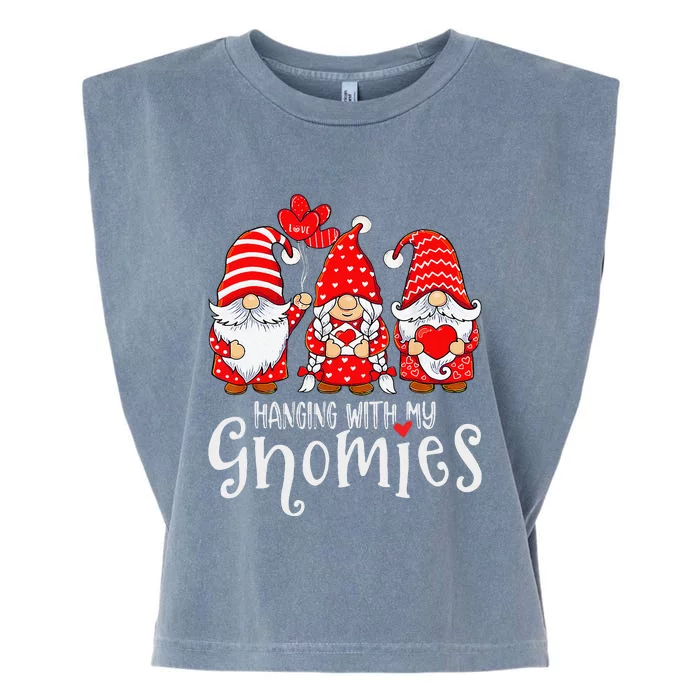 Hanging With My Gnomies Happy Valentines Day Cute Gnomes Love Day Garment-Dyed Women's Muscle Tee