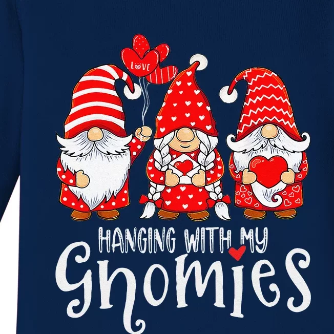 Hanging With My Gnomies Happy Valentines Day Cute Gnomes Love Day Baby Long Sleeve Bodysuit