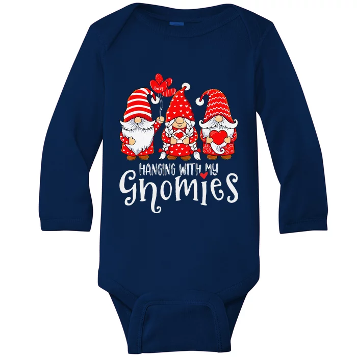 Hanging With My Gnomies Happy Valentines Day Cute Gnomes Love Day Baby Long Sleeve Bodysuit