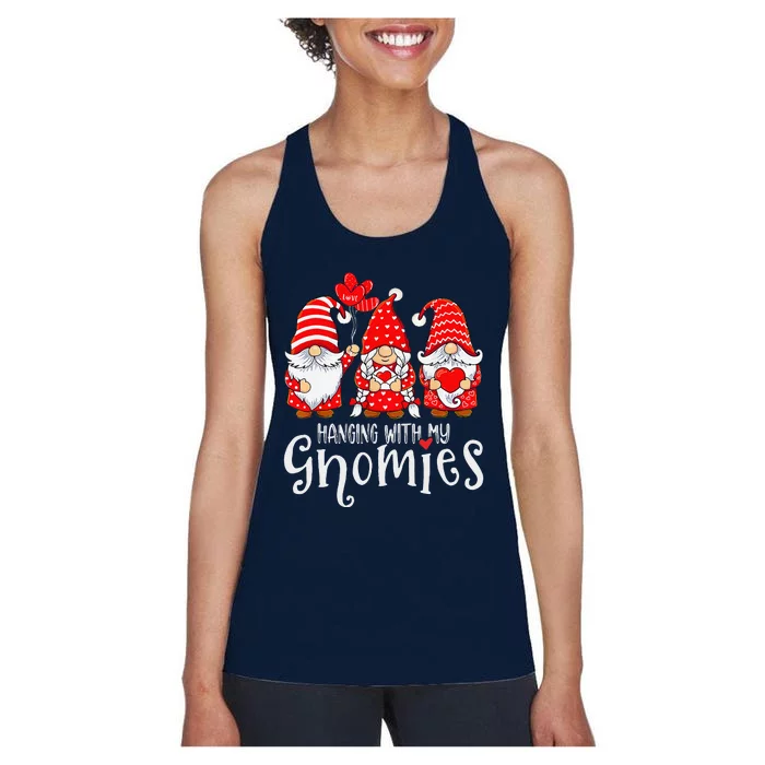 Hanging With My Gnomies Happy Valentines Day Cute Gnomes Love Day Women's Racerback Tank