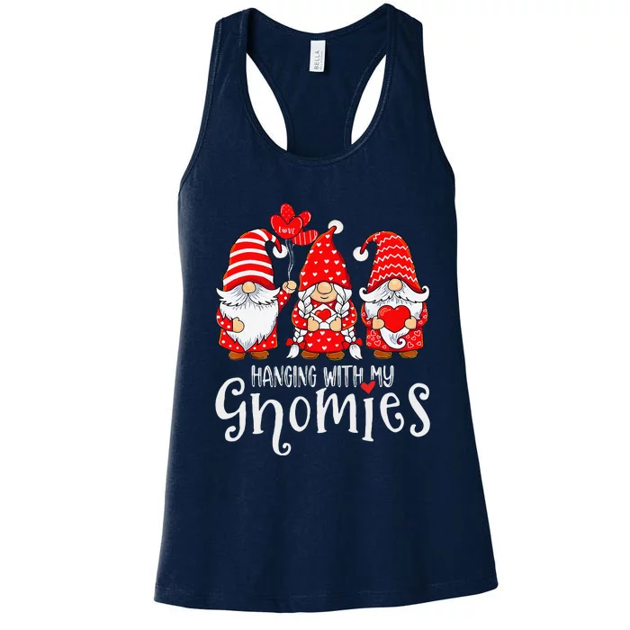 Hanging With My Gnomies Happy Valentines Day Cute Gnomes Love Day Women's Racerback Tank