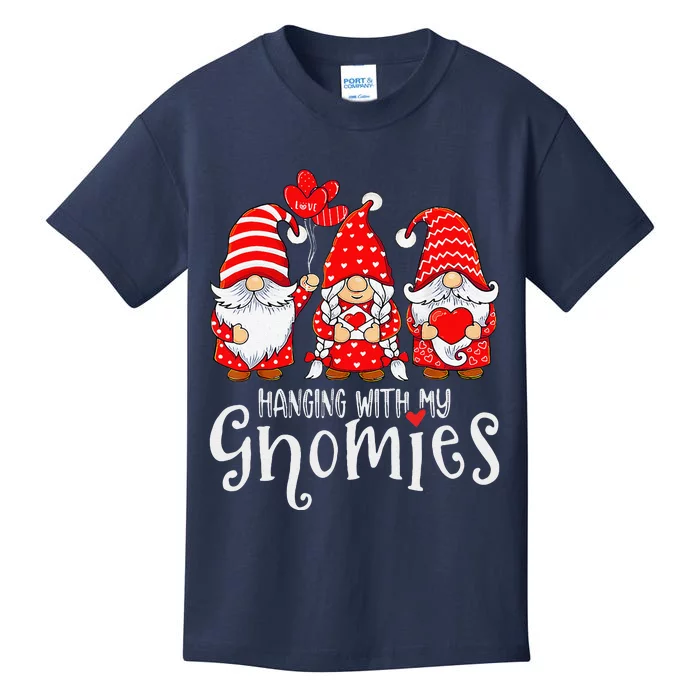 Hanging With My Gnomies Happy Valentines Day Cute Gnomes Love Day Kids T-Shirt