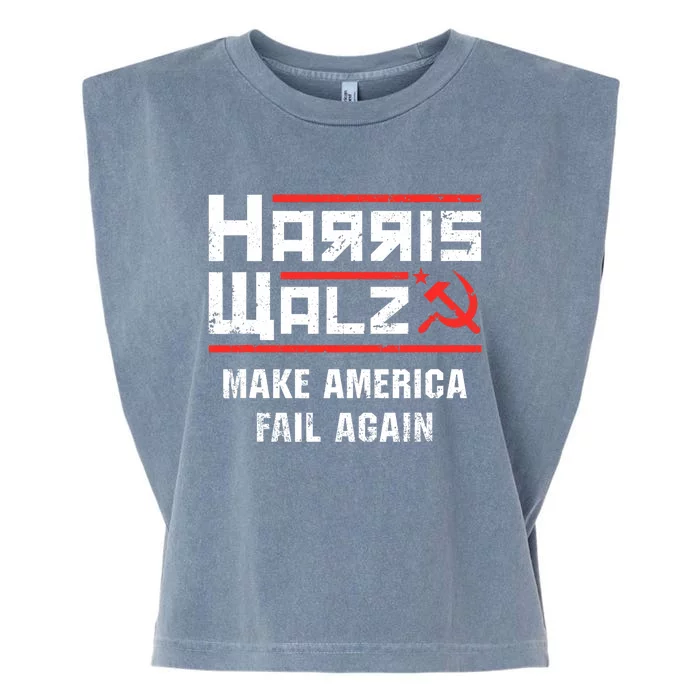 Harris Walz Make America Fail Again Anti Kamala Socialist Garment-Dyed Women's Muscle Tee