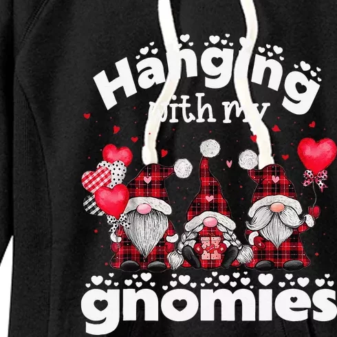 Hanging With My Gnomies Happy Valentines Day Cute Gnomes Women's Fleece Hoodie