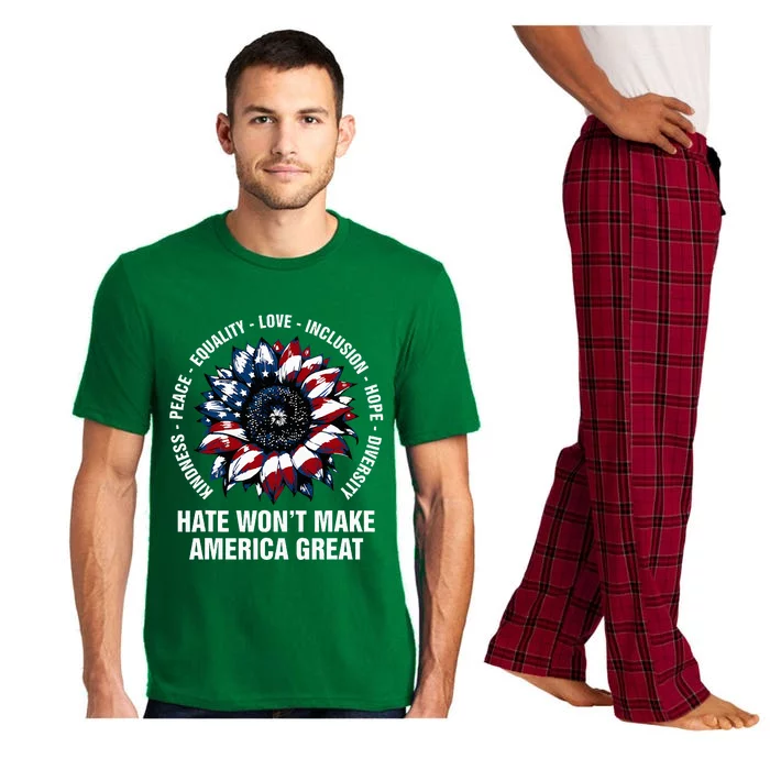 Hate WonT Make America Great Sunflower Kindness Peace Pajama Set