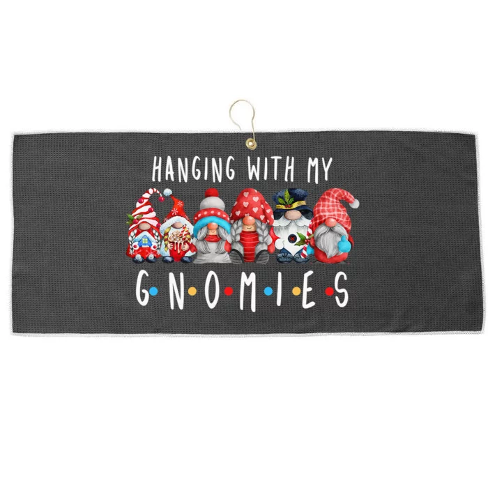 Hanging with My Gnomies Funny Gnome Family Christmas Large Microfiber Waffle Golf Towel