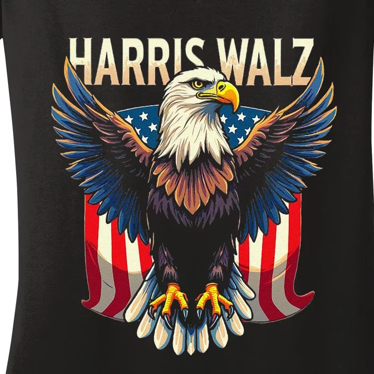 Harris Walz Majestic Eagle Women's V-Neck T-Shirt