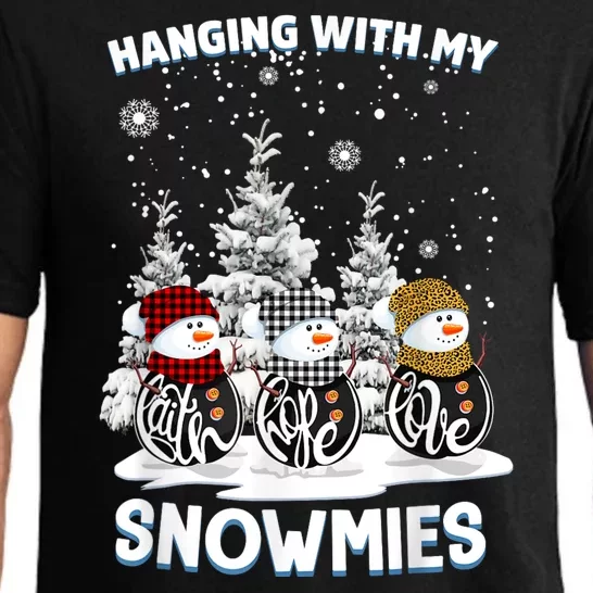 Hanging With My Snowmies Funny Snowman Ugly Christmas Family Pajama Set