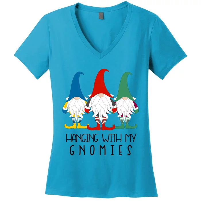 Hanging With My Gnomies Nordic Santa Gnome Funny Christmas Gift Women's V-Neck T-Shirt