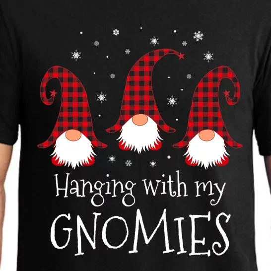 Hanging With My Gnomies Plaid Garden Christmas Gnome Cute Gift Pajama Set