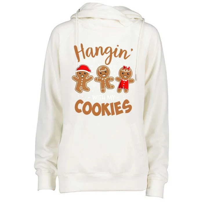 Hangin With My Cookies Gingerbread Christmas Teacher Gift Womens Funnel Neck Pullover Hood