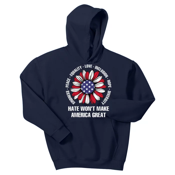 Hate WonT Make America Great Childless Cat Lady Is Voting Kamala Kids Hoodie