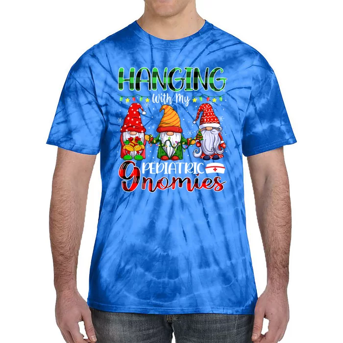 Hanging With My Pediatric Gnomies Xmas Three Gnomes Nursing Gift Tie-Dye T-Shirt