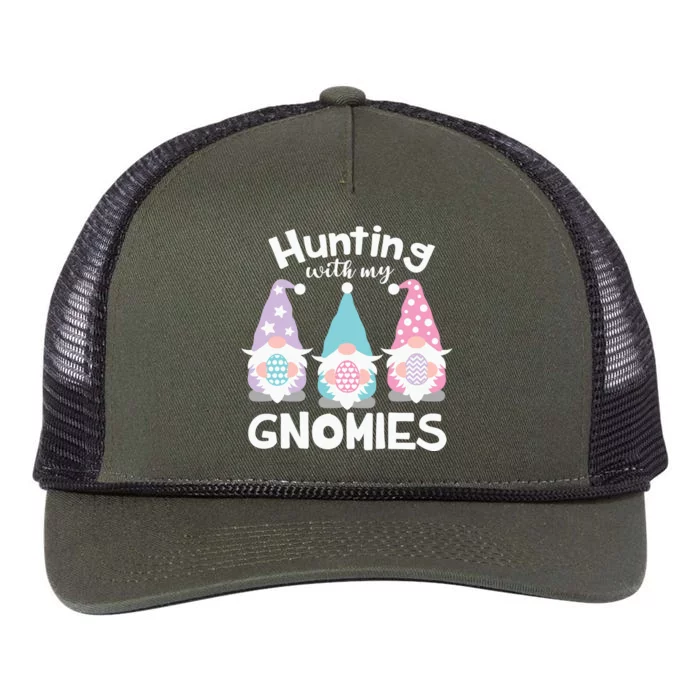 Hunting With My Gnomies Funny Easter Retro Rope Trucker Hat Cap