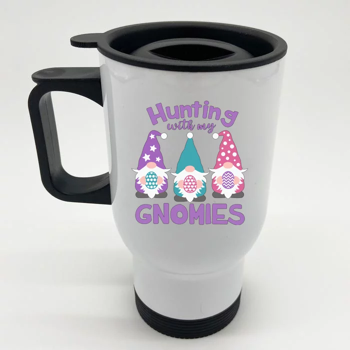 Hunting With My Gnomies Funny Easter Front & Back Stainless Steel Travel Mug