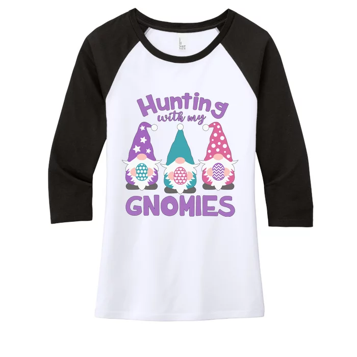 Hunting With My Gnomies Funny Easter Women's Tri-Blend 3/4-Sleeve Raglan Shirt