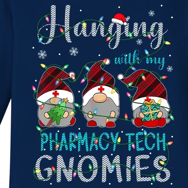 Hanging With My Pharmacy Tech Gnomies Xmas Baby Long Sleeve Bodysuit