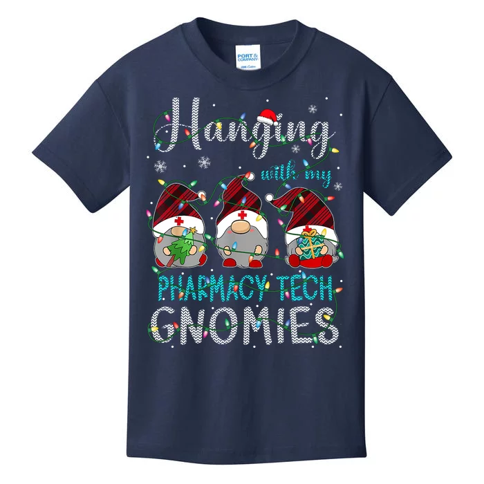 Hanging With My Pharmacy Tech Gnomies Xmas Kids T-Shirt