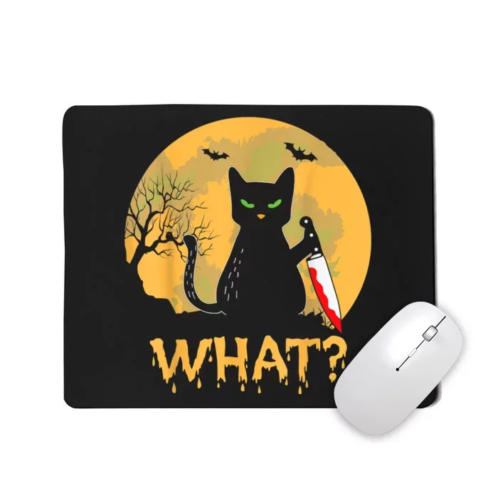 Halloween What Murderous Black Cat With Knife Gothic Dark Mousepad