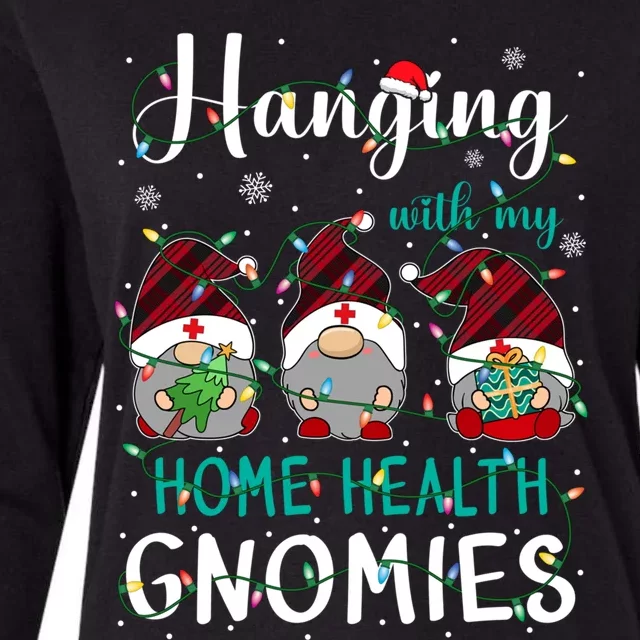 Hanging With My Home Health Nurse Gnomies Xmas Nurse Gnomes Gift Womens Cotton Relaxed Long Sleeve T-Shirt