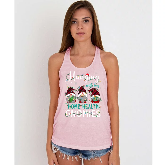 Hanging With My Home Health Nurse Gnomies Xmas Nurse Gnomes Gift Women's Knotted Racerback Tank