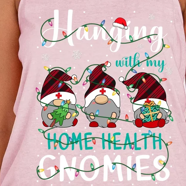 Hanging With My Home Health Nurse Gnomies Xmas Nurse Gnomes Gift Women's Knotted Racerback Tank