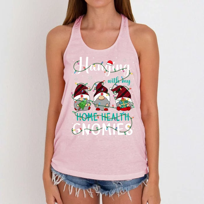 Hanging With My Home Health Nurse Gnomies Xmas Nurse Gnomes Gift Women's Knotted Racerback Tank