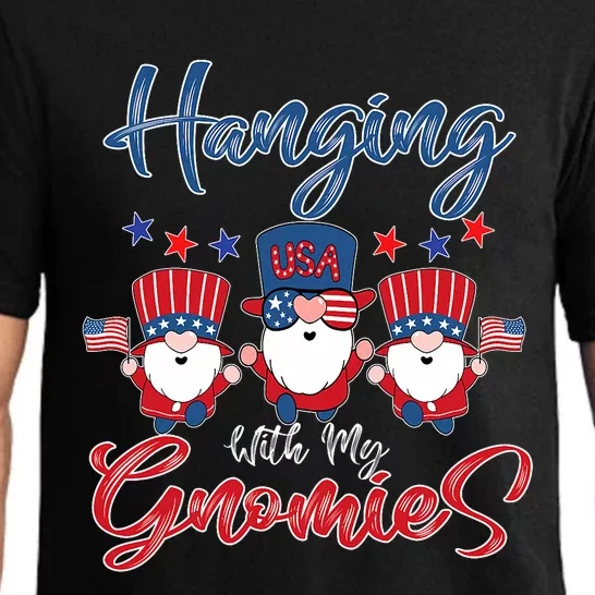 Hanging With My Gnomies Flag American 4th July Pajama Set